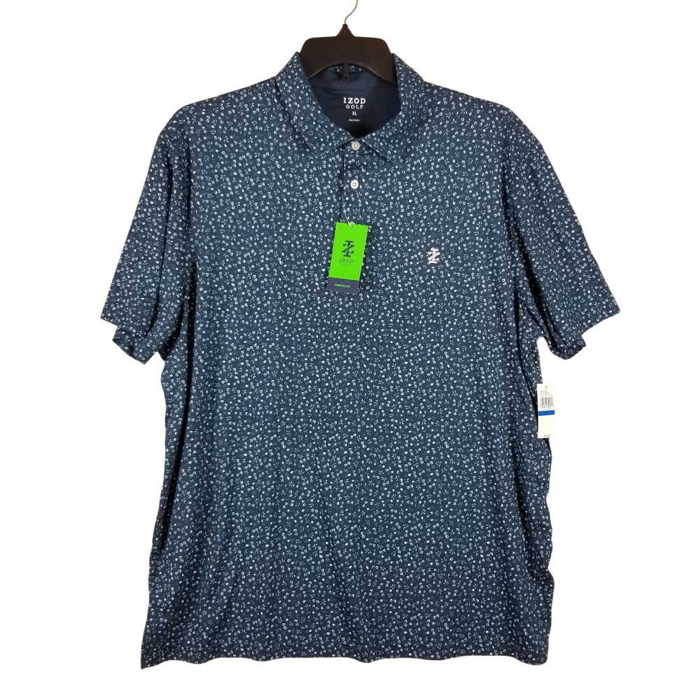 IZOD Golf Polo Shirt Mens XL Navy Floral Swingflex Elite Performance Stretch